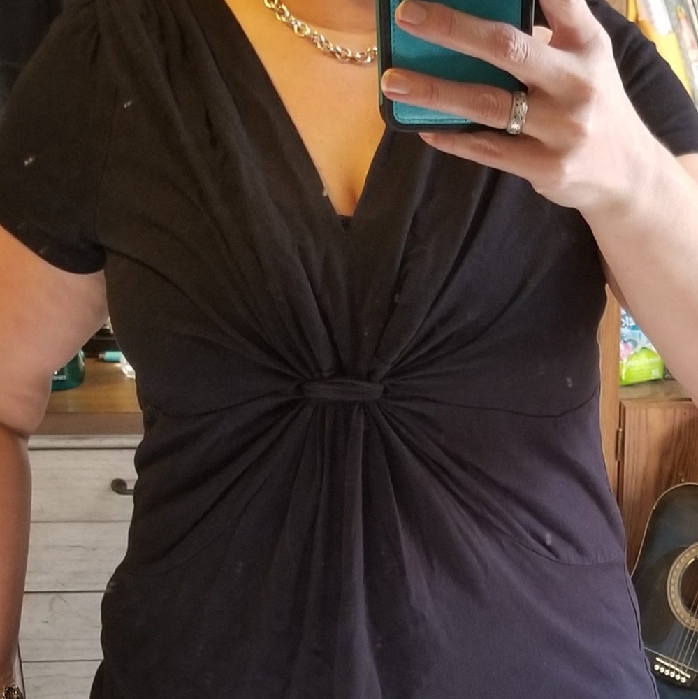 Black low V-neck top